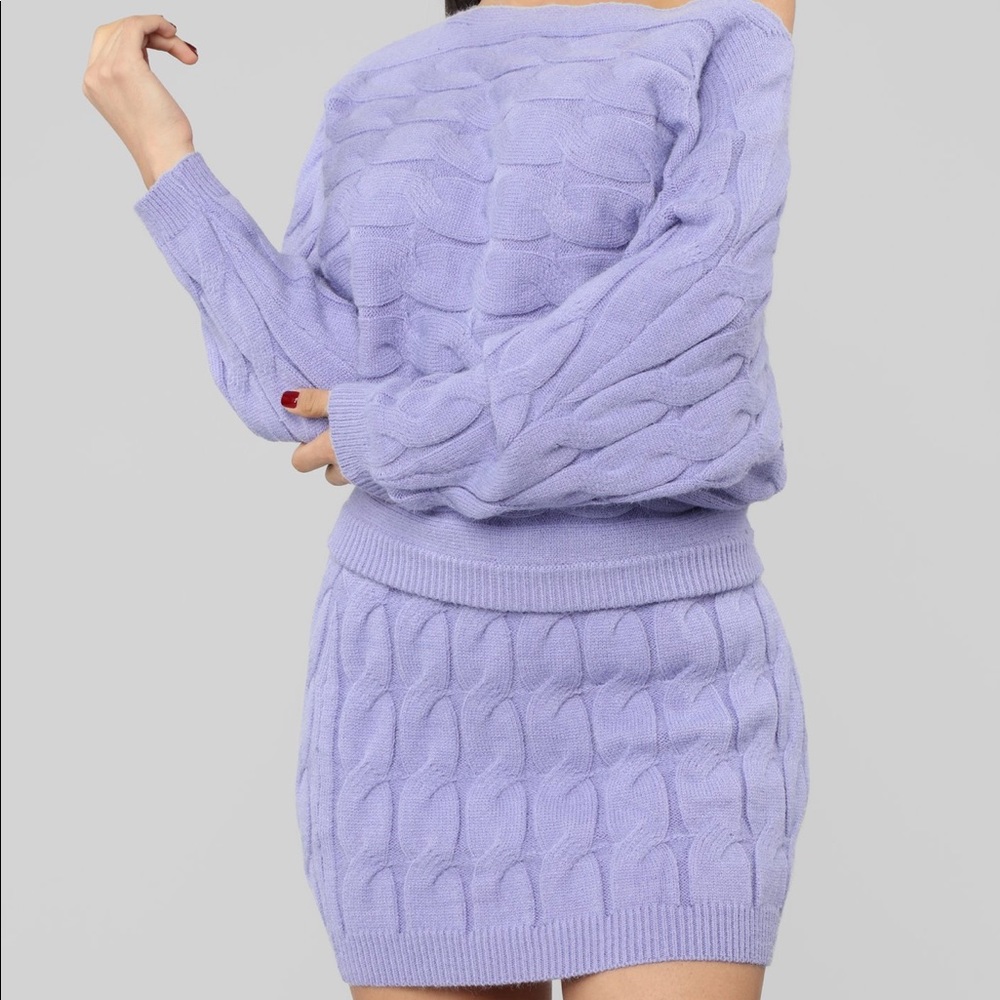 Purple Knit Skirt Set